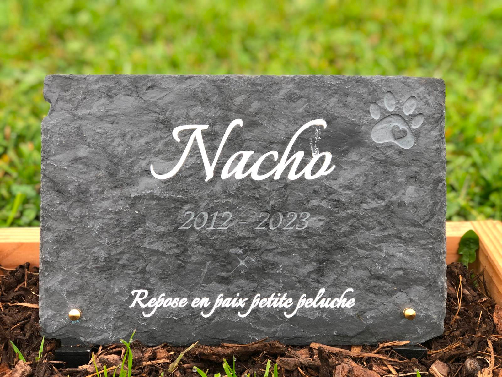 pierre tombale animalière en ardoise pour chat